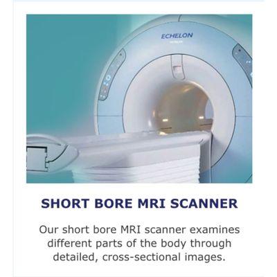 SHORT BORE MRI SCANNER

Our short bore MRI scanner examines different parts of the body through detailed, cross-sectional images.