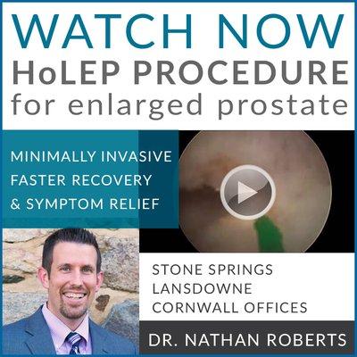 Watch Dr. Roberts' video and learn more about this minimally invasive laser treatment for enlarged prostate: https://bit.ly/2u6nUzT