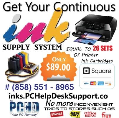 The Pc Help Desk in La Jolla, California has partnered with the Continuous Ink Flow System!