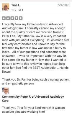 A review from one of our patients.