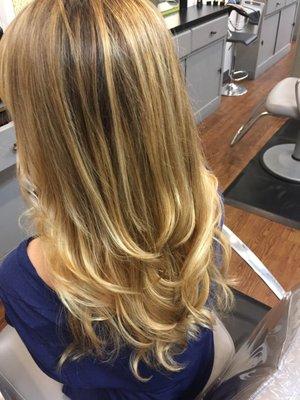 Blonder at the bottom, subtle ombre.