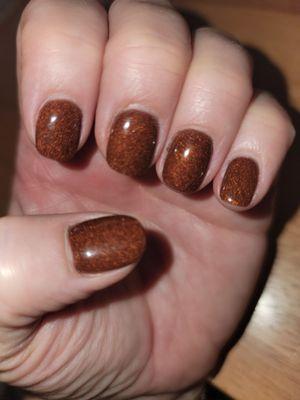 Choco Pie powder dip manicure