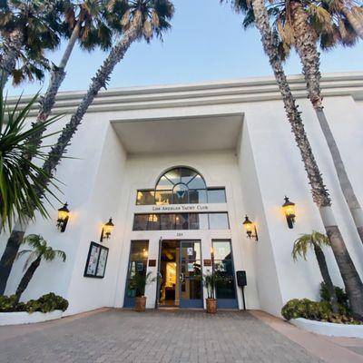 The front entrance of Los Angeles Yacht Club's clubhouse.