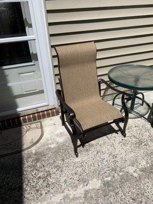 One of the refurbished dining chairs.