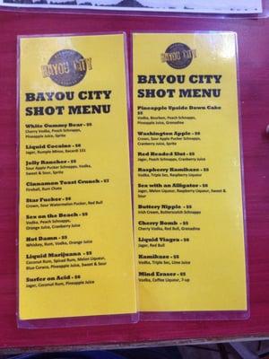 Shot Menu