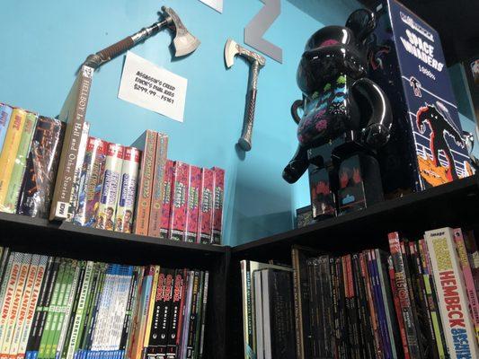 Graphic novels, facsimile weapons, and toys!