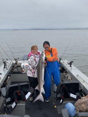 My first sturgeon! Scott is THE MAN!