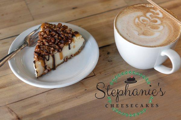 Turtle cheesecake & Cafe Latte