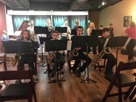 Monarch High School Jazz Band performing at the Muse.