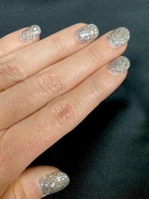 Glittery party nails still look great after a week.