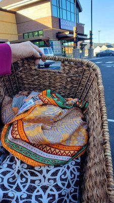 Sarees and a shoe basket