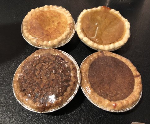 3" Bean Pie 3" Sweet Potato Pie 3" Coconut Custard Pie 3" Pecan Pie