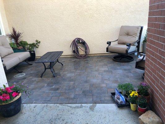 Front door dirt area after. Turned into a porch!