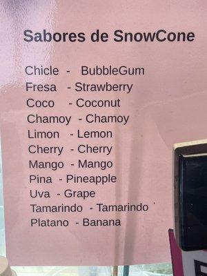 Sabores de SnowCone August 2021