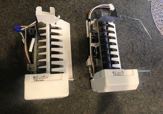 Left is the wrong model installed by Armor Appliance. Right is the correct model which should've been installed.