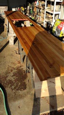 Our 12 foot butcher block countertop. Personally glued up and finished