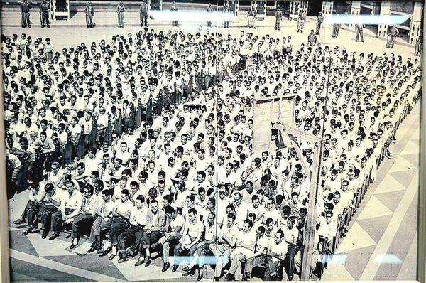 A picture of the men captured by Castro.  Men giving tours at this museum are in this picture.