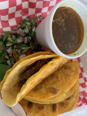 Birria tacos, dorados