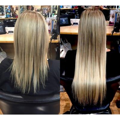 Before & after hair extensions done by Kaella