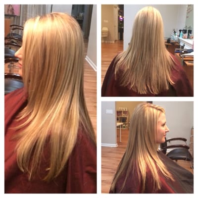 Highlights, haircut, and blowout done by Sam! Beautiful work done!