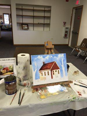 set up for School House 
 Painting Workshop