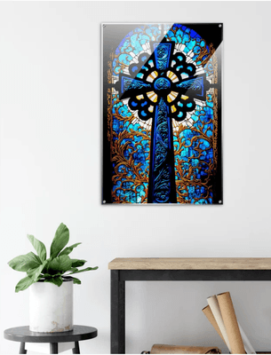 Blue Cross, Large Wall Art, Free Shipping