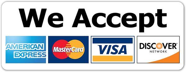 We accept credit and debit cards.