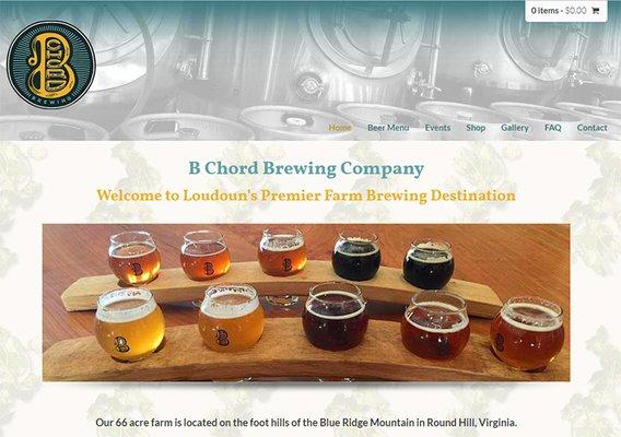 WordPress website developed for B Chord Brewing in Round Hill, VA.