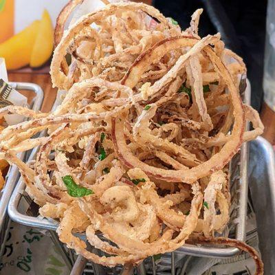 Onion rings (onion straws, but they call them rings here)