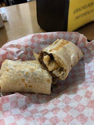 Steak and shrimp burrito