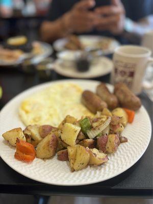 The Lonestar Breakfast with Sausage..comes with pancakes.