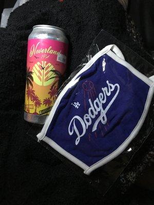 Dodgers face mask and a Neverland IPA brewed by project Barley :)