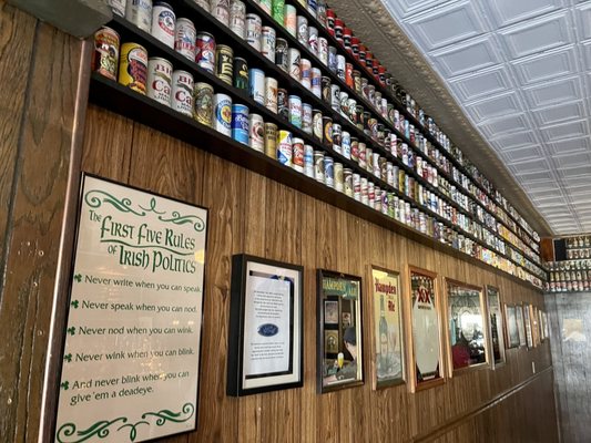 Cans on wall in main bar area