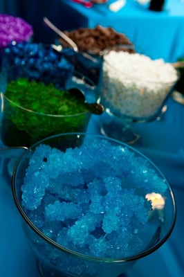 a candy bar at a summer wedding