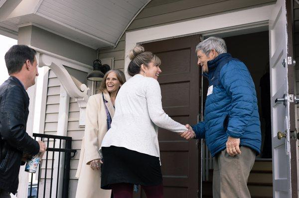 Pure joy! We love to welcome you into our gatherings. We have entrances at Third Street and Grant Street!