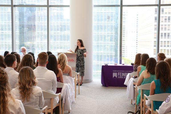 Managing Partner Erin Jackson speaking at the Feinberg School of Medicine, Northwestern University