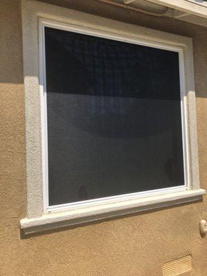 5x5 garage window covered by a tinted screen blocks 80% of suns rays. appreciate the friendly and speedy response from screen mobile!