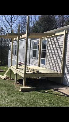 New porch and roof installation.