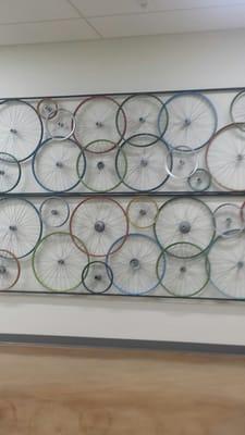 Bicycle wheel art piece