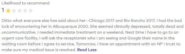 My review of Lynn Devlin, PA-C, on Healthgrades.com - We all have challenges in life. I hope she gets some healing for herself.