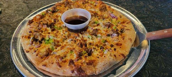 Philly cheese steak pizza