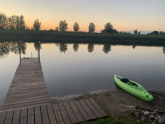 Dock and kayaking on a private lake