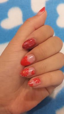 Omg!! So pretty!!! heart french & flower  in red