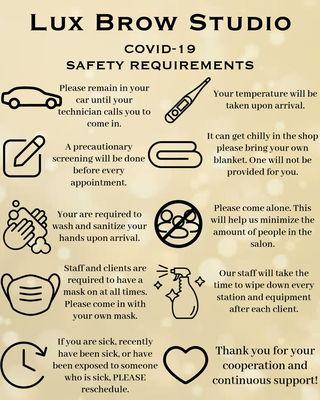 Covid-19 Safety Requirements