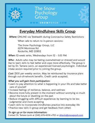 Everyday Mindfulness SkillsGroup