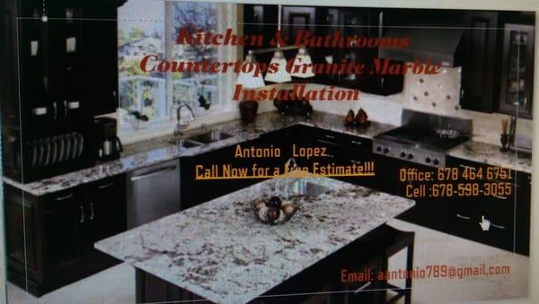 Kitchen & Bathrooms countertops Marble and Granite Installation