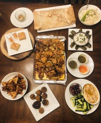 Homemade Middle Eastern meal made from ingredients from Damas