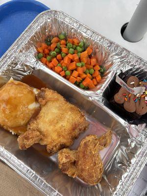 Fried chicken tv dinner. It was ok tasting.