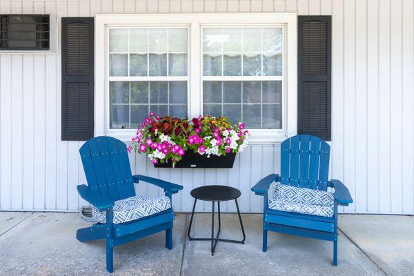 Sit and relax outside your room enjoying the beautiful views and sounds.