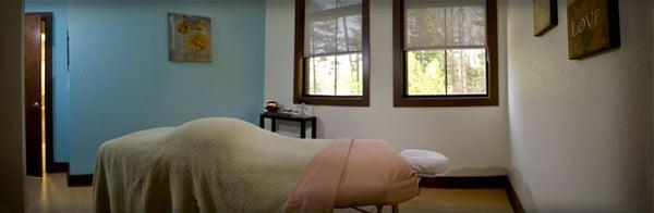 Our Private Massage Room with a great view overlooking Lake Julian